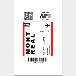 Montreal Boarding Pass Québec Canada YUL Destination Ticket Posters and Art